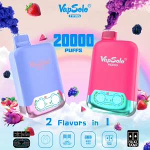 VapSolo Twins 20000 Puffs 2% 5% Low Nicotine Rechargeable Disposable Vapes Pen Bulk Buy Wholesale